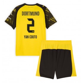 Dětské fotbalový komplet Borussia Dortmund Yan Couto #2 Domácí košile 2025-26 Krátkým Rukávem